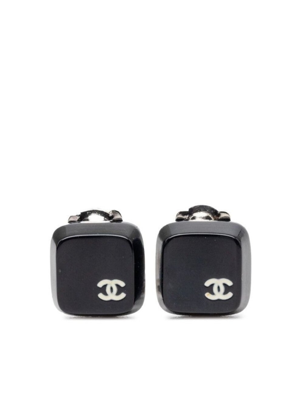 Chanel CC Logo Keycap Motif Earrings 00 Black Plastic Metal